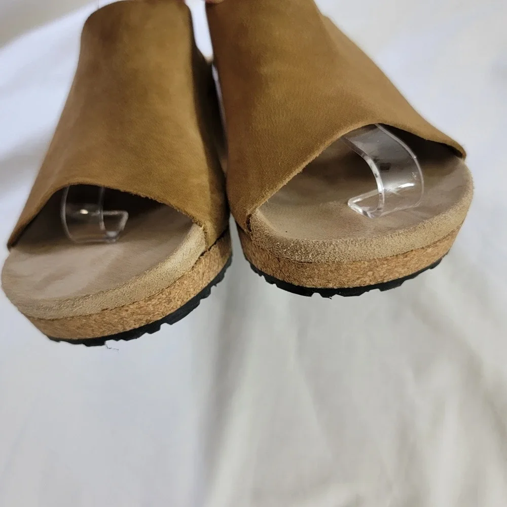 Papillio by Birkenstock Namica Suede Wedge Slide Sandals Brown 39 L8 M6 Portugal